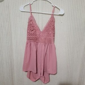 Romper Dusty Rose Lace Top